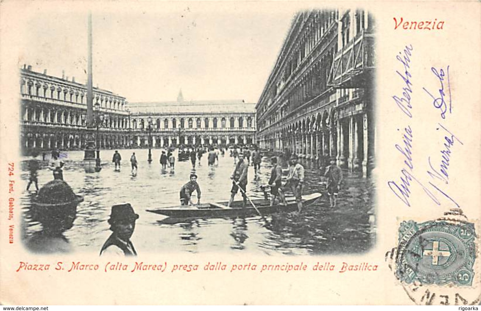 VENEZIA.- PIAZZA S. MARCO (ALTA MAREA) PRESA DALLA PORTA PRINCIPALE DELLA BASILICA - Venezia (Venice)