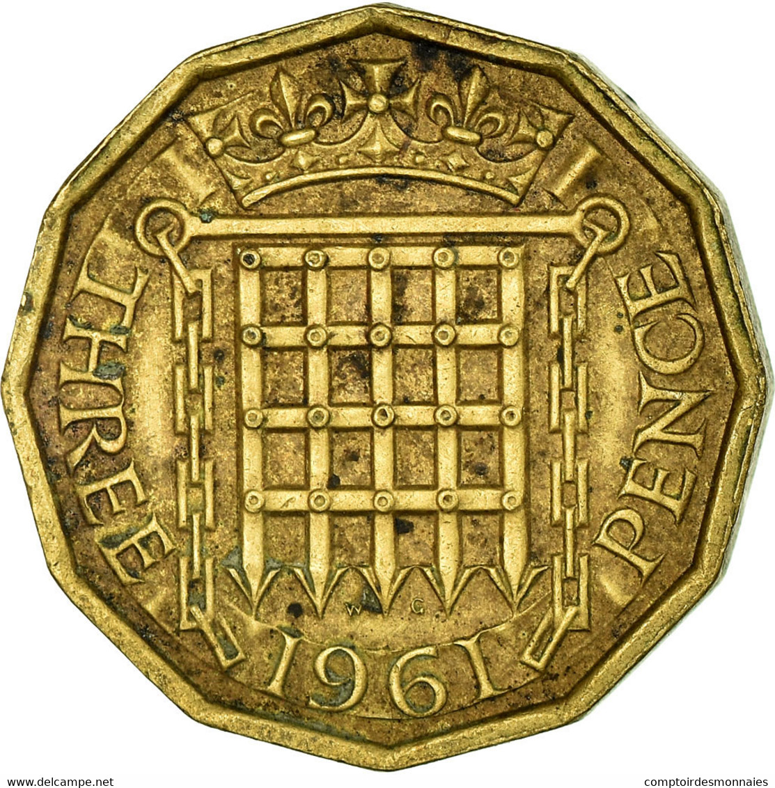 Monnaie, Grande-Bretagne, Elizabeth II, 3 Pence, 1961, TTB, Nickel-brass, KM:900 - F. 3 Pence