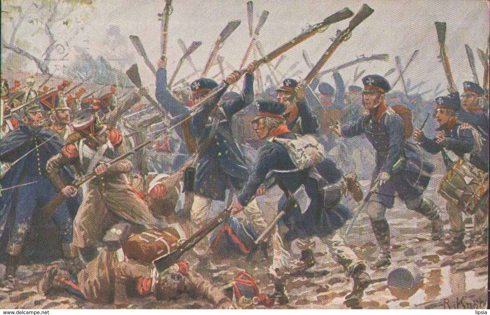 Preußische Landwehr Bei Dennewitz 1813, Völkerschlacht Leipzig, Postkarte, Militär - Guerres - Autres