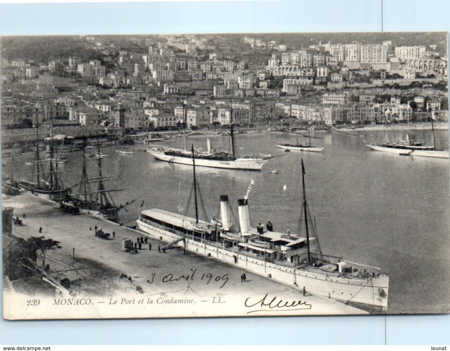 06 MONACO - Le Port Et La Condamine - Bâteau Publicité Au Dos Magasin à Rouen Rue Haranguerie       * - La Condamine