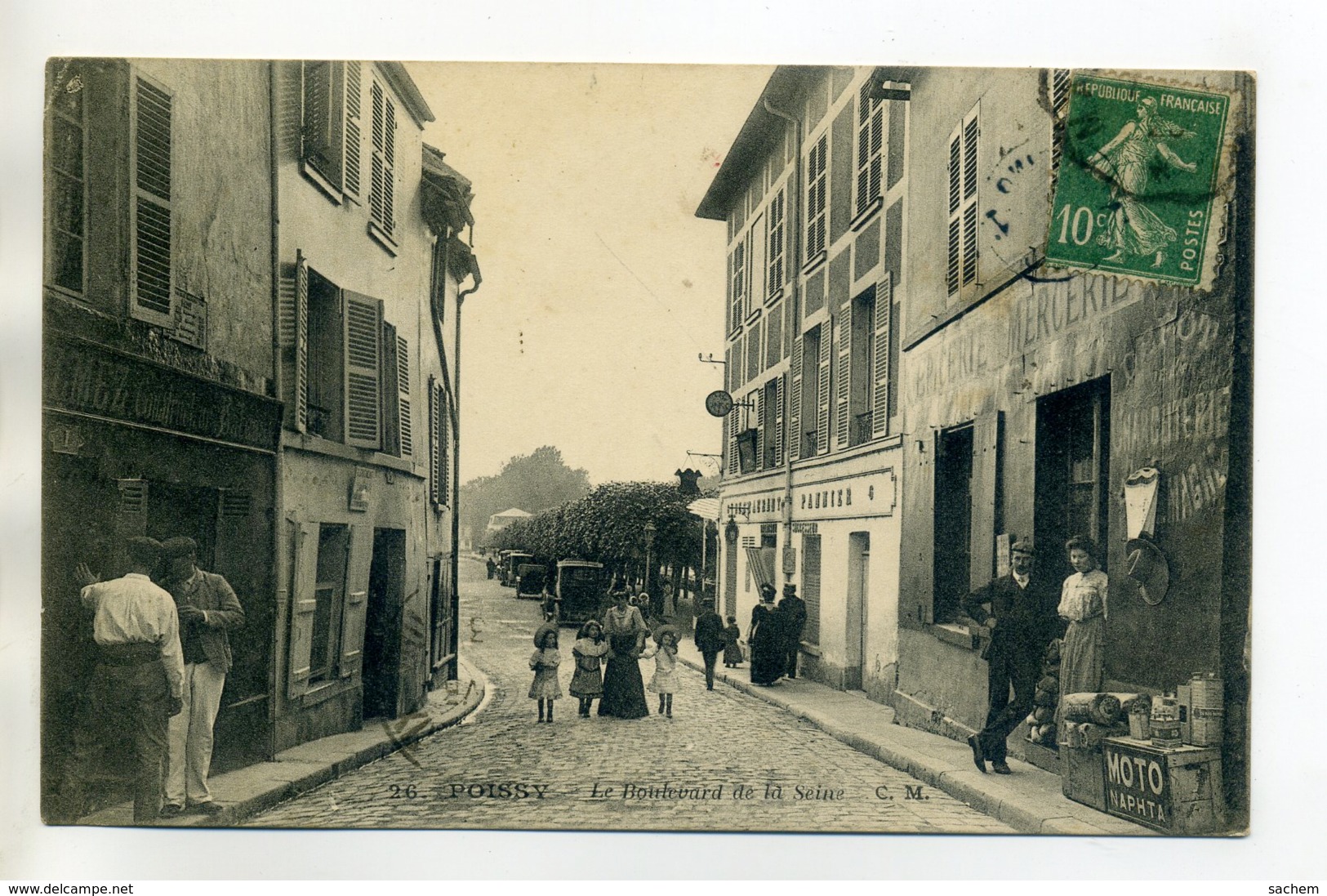 78 POISSY Sur SEINE Commerce EPicerie Mercerie Le Boulevard De La SEine Jolie Anim 1923 écrite   D16 2017 - Poissy