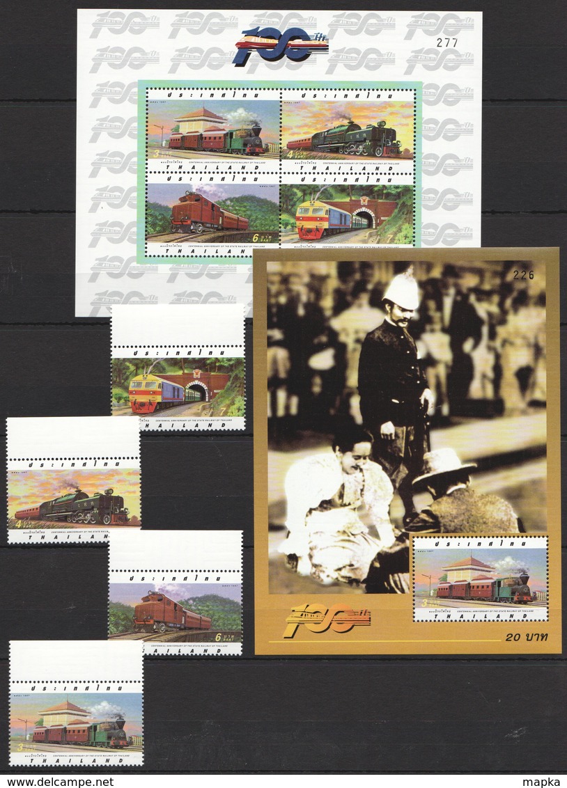 F070 ​​​​​​​!!! LAST ONE IN STOCK !!! 1997 THAILAND TRAINS 1SET+1KB+1BL MNH - Trains