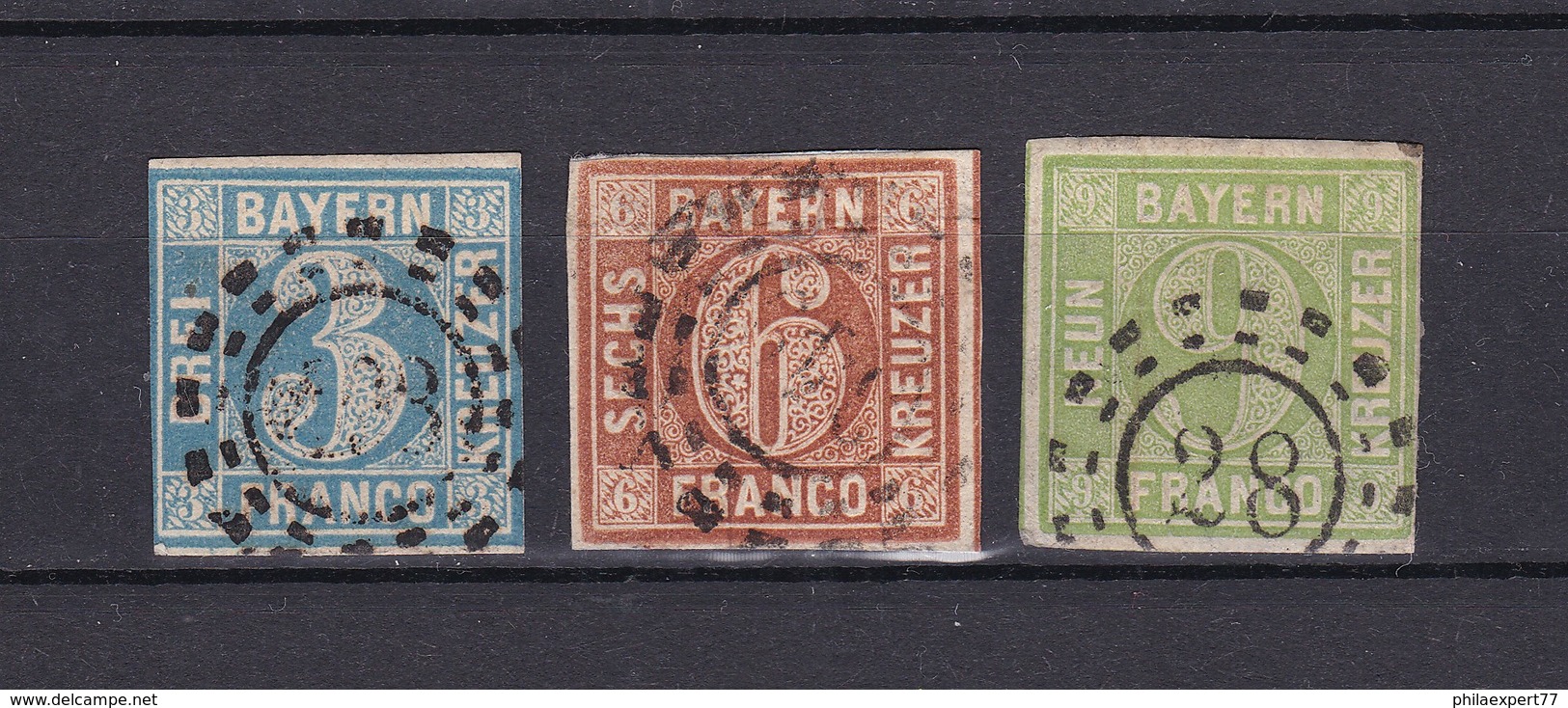 Bayern - 1850/58 - Michel Nr. 2 II + 4/5 - Gest. - 36 Euro - Sonstige & Ohne Zuordnung