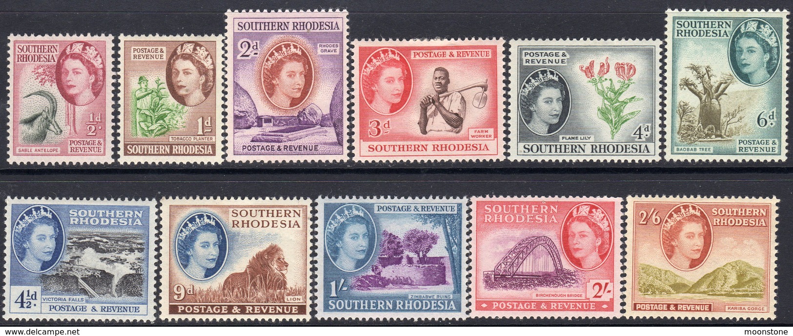 Southern Rhodesia 1953 Definitives Part Set Of 11 To 2/6d, Hinged Mint, (2/- Value Is MNH), SG 78/88 (BA) - Southern Rhodesia (...-1964)