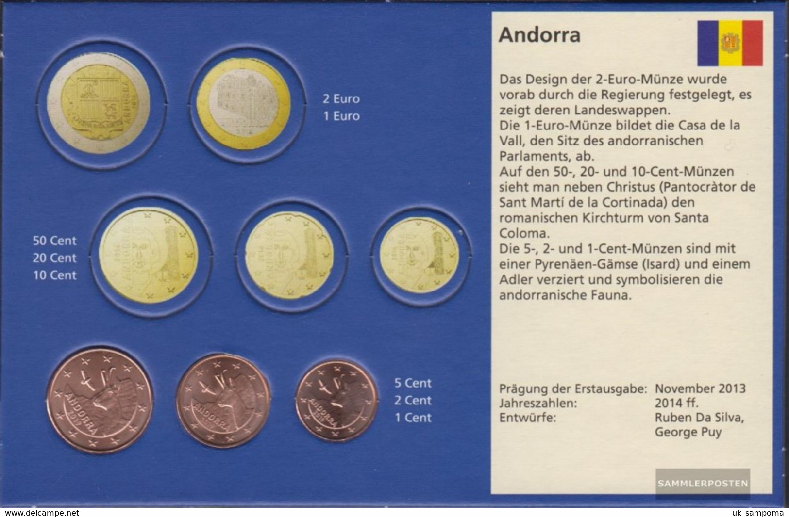 Andorra AND1- 3 2019 Stgl./unzirkuliert Stgl./unzirkuliert 2019 Kursmünzen 1, 2 And 5 Cent - Andorra