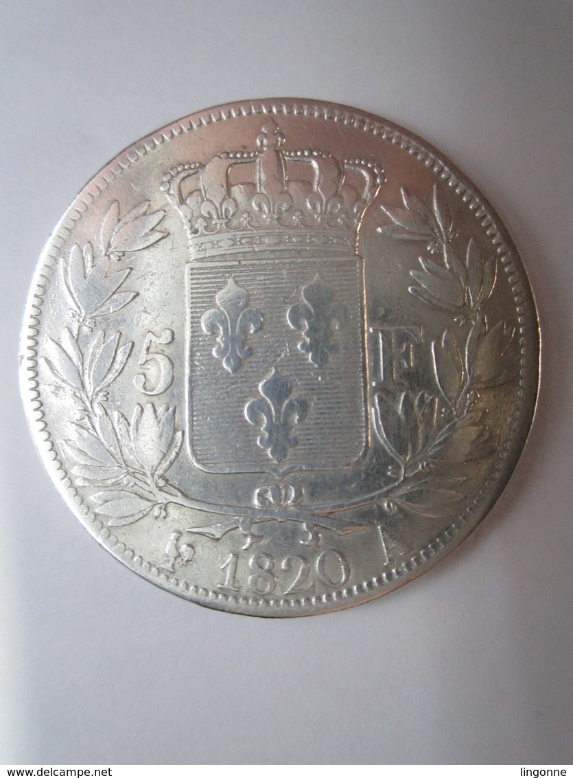 FRANCE - 5 Francs 1820 A Louis XVIII ARGENT - Autres & Non Classés