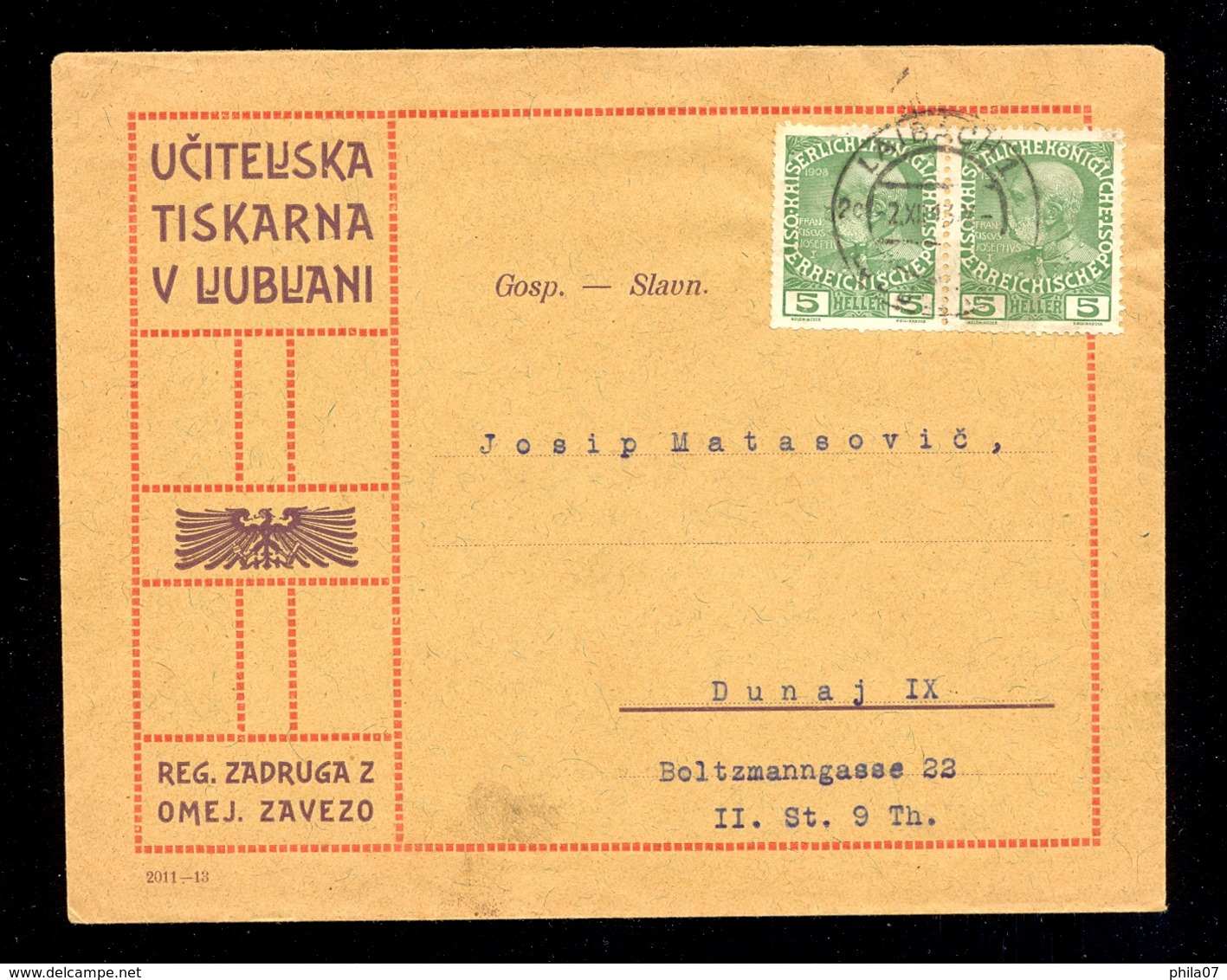 Slovenia, Austria - Nice Illustrated Envelope Sent From Ljubljana To Wiena 02.12. 1913. - Slovenia