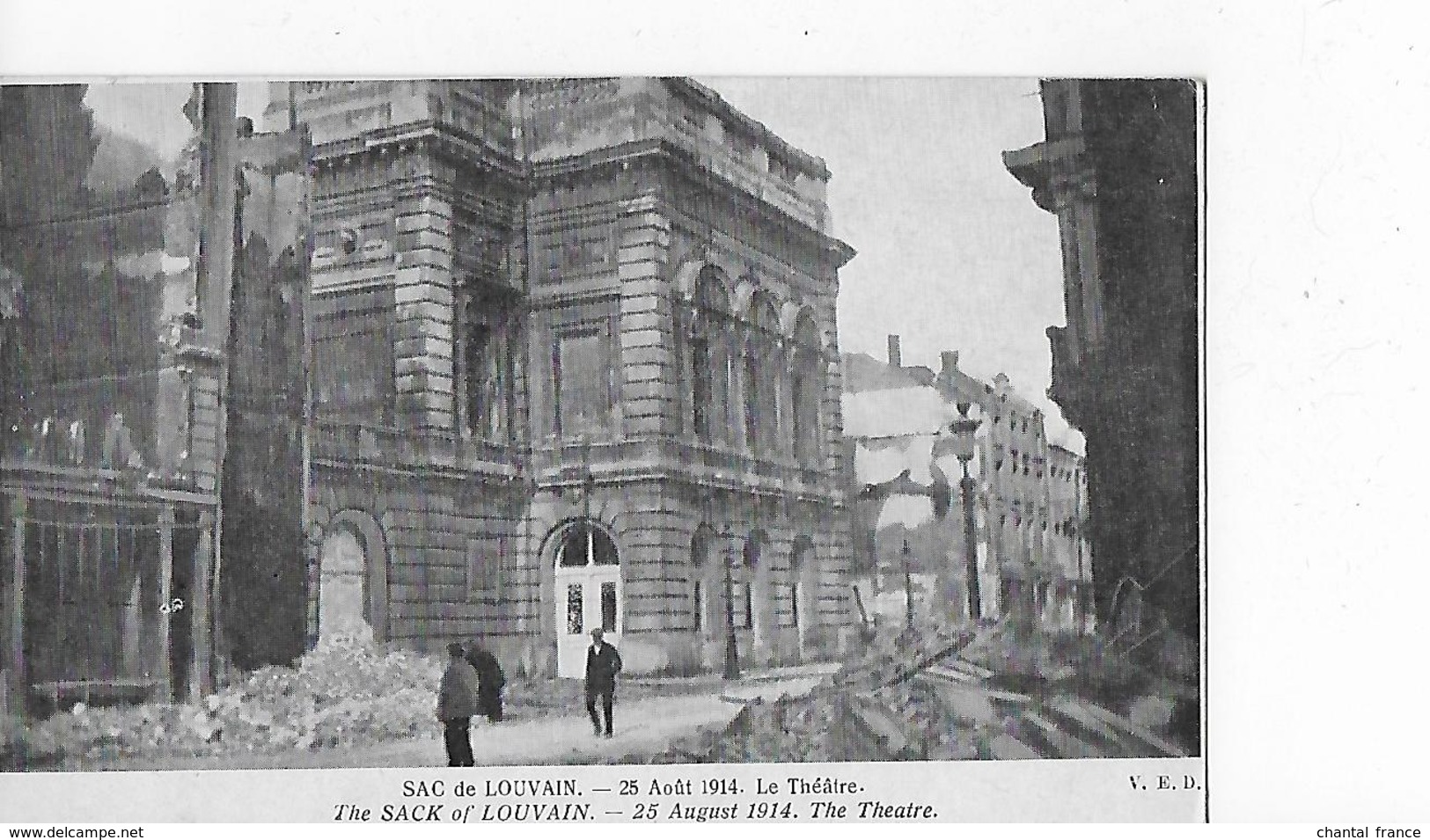 1 Cpa Louvain (Leuven) : Sac De Louvain : 25 Août 1914. Le Théatre (gros Dégâts) - Leuven