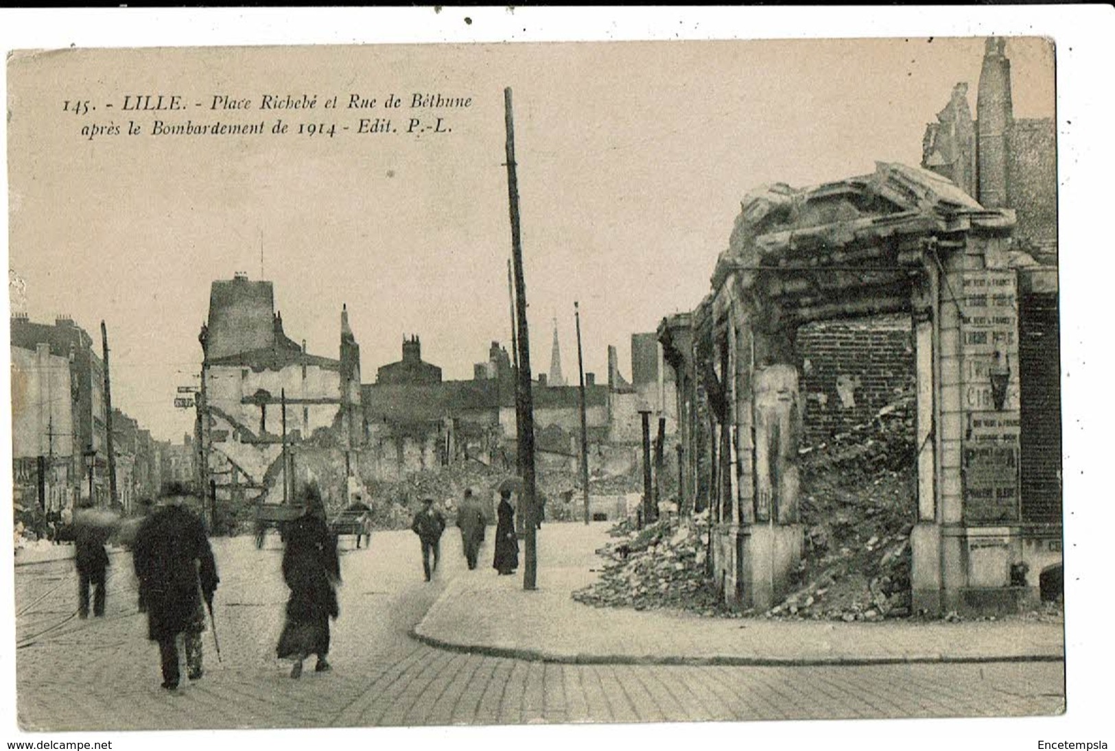 CPA_Carte Postale-France-Lille Place Richebé Et Rue De Béthune Après Bombardement-1914 VM11934 - Lille