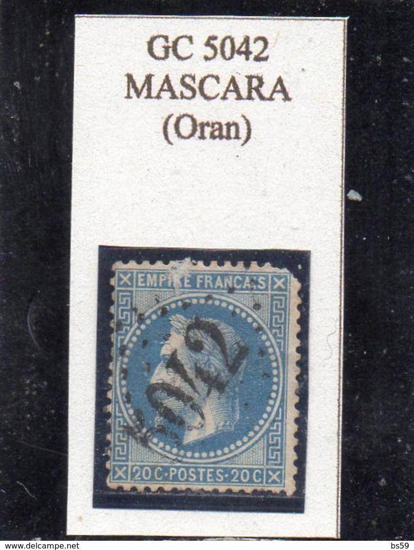 Algérie - N° 29B (défx) Obl GC 5042 Mascara - 1863-1870 Napoleone III Con Gli Allori