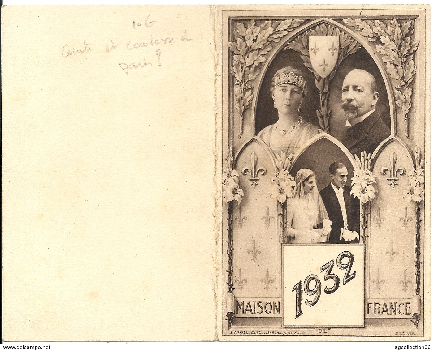 COMTE ET COMTESSE DE PARIS ? 1932. CARTE DOUBLE - Royal Families