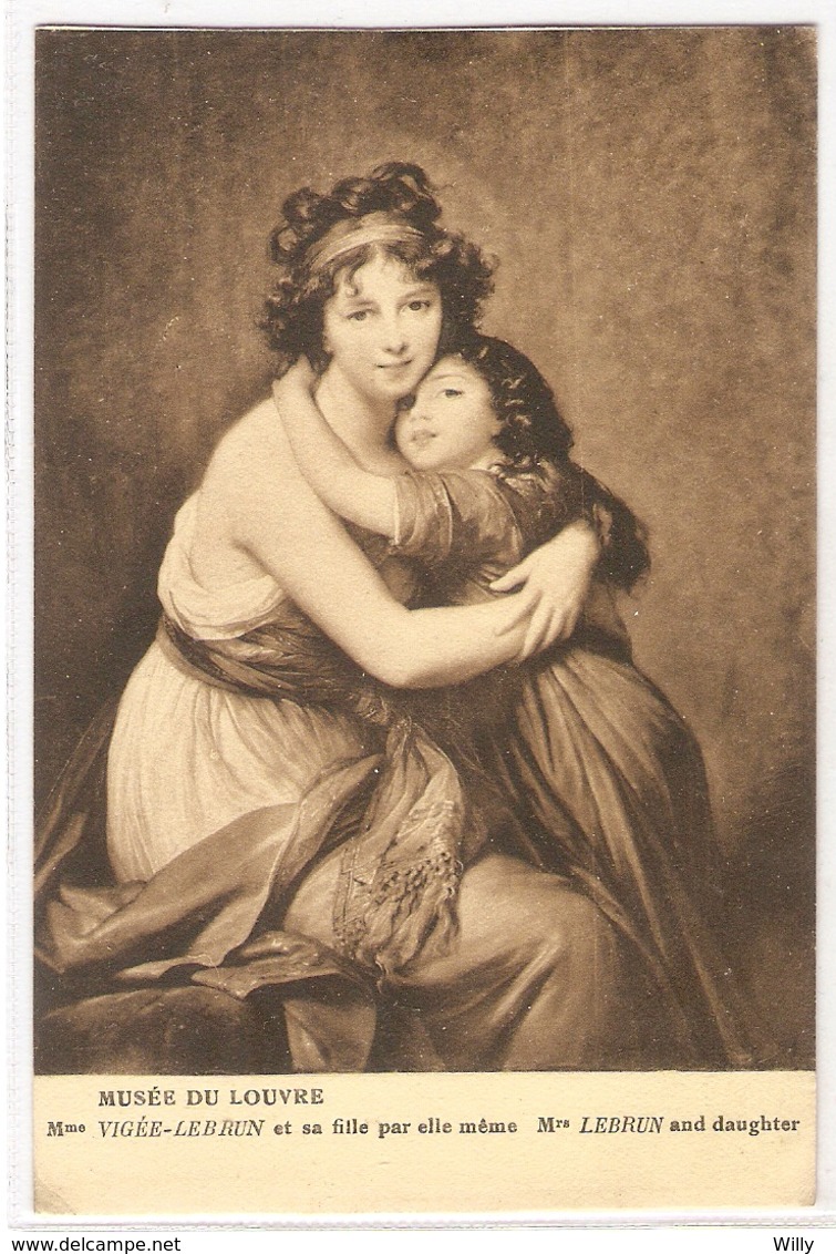 MK 83 OLD POSTCARD  , FINE ART , PAINTINGS , MUSEE DU LOUVRE , VIGEE-LEBRUN , Mme Lebrun And Daughter - Musées