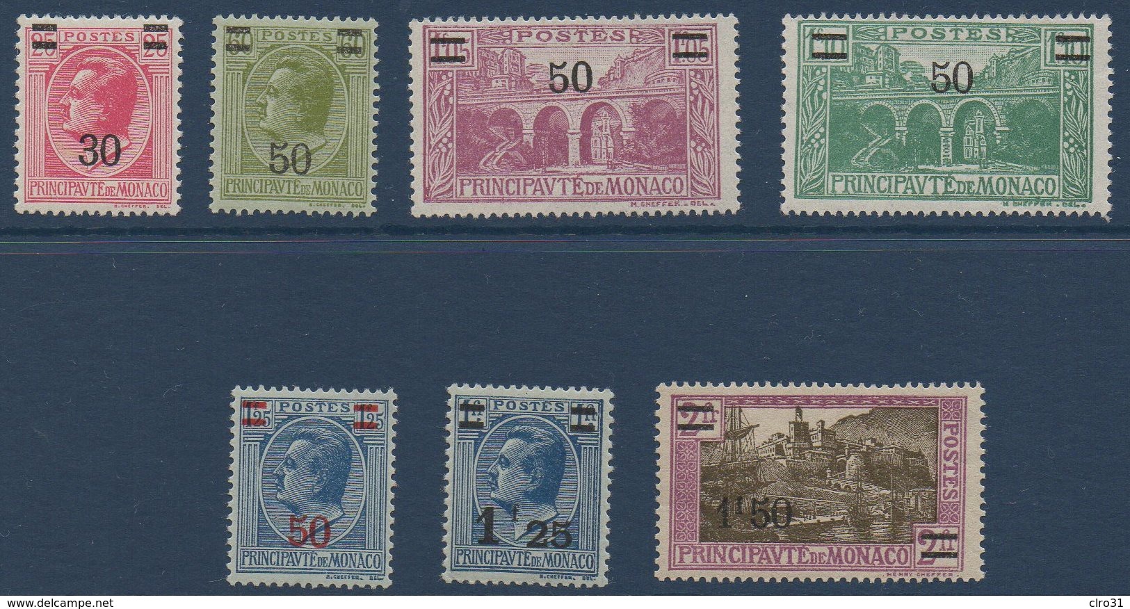 MON  1926/1931 Timbres De 1924/29 Surchargés De Nouvelles Valeurs N°YT 104-110   ** MNH - Unused Stamps