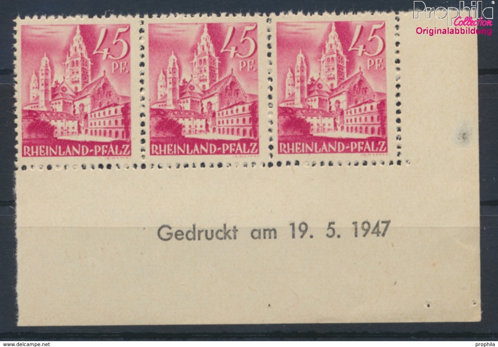 Franz. Zone-Rheinland Pfalz 10Br U Mit Druckdatum Postfrisch 1947 Freimarke (9391868 - Autres & Non Classés