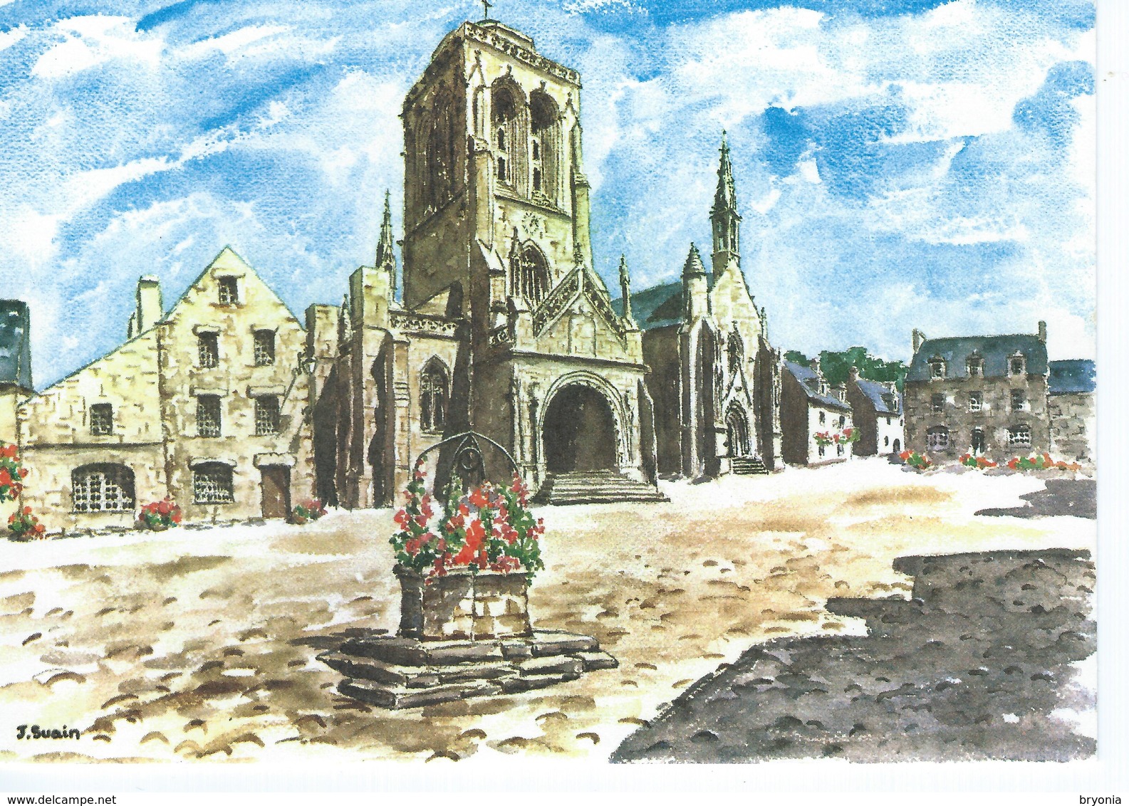 CPM - 29 - LOCRONAN - Les Aquarelles De Bretagne - La Place - Signée J. SUAIN - TBE - Locronan