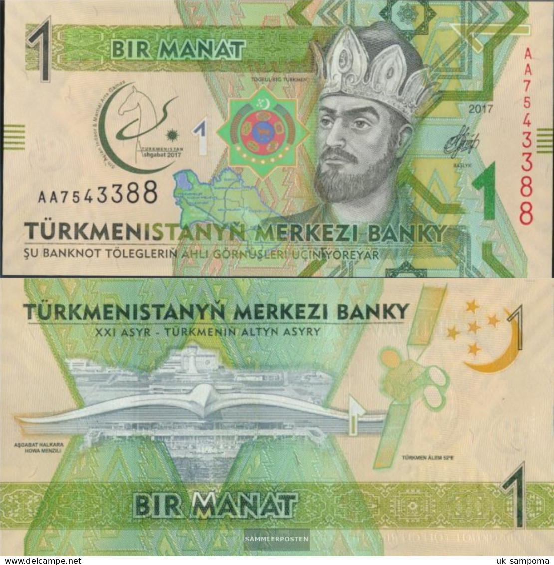 Turkmenistan Pick-number: 36 Uncirculated 2017 1 Manat - Turkménistan