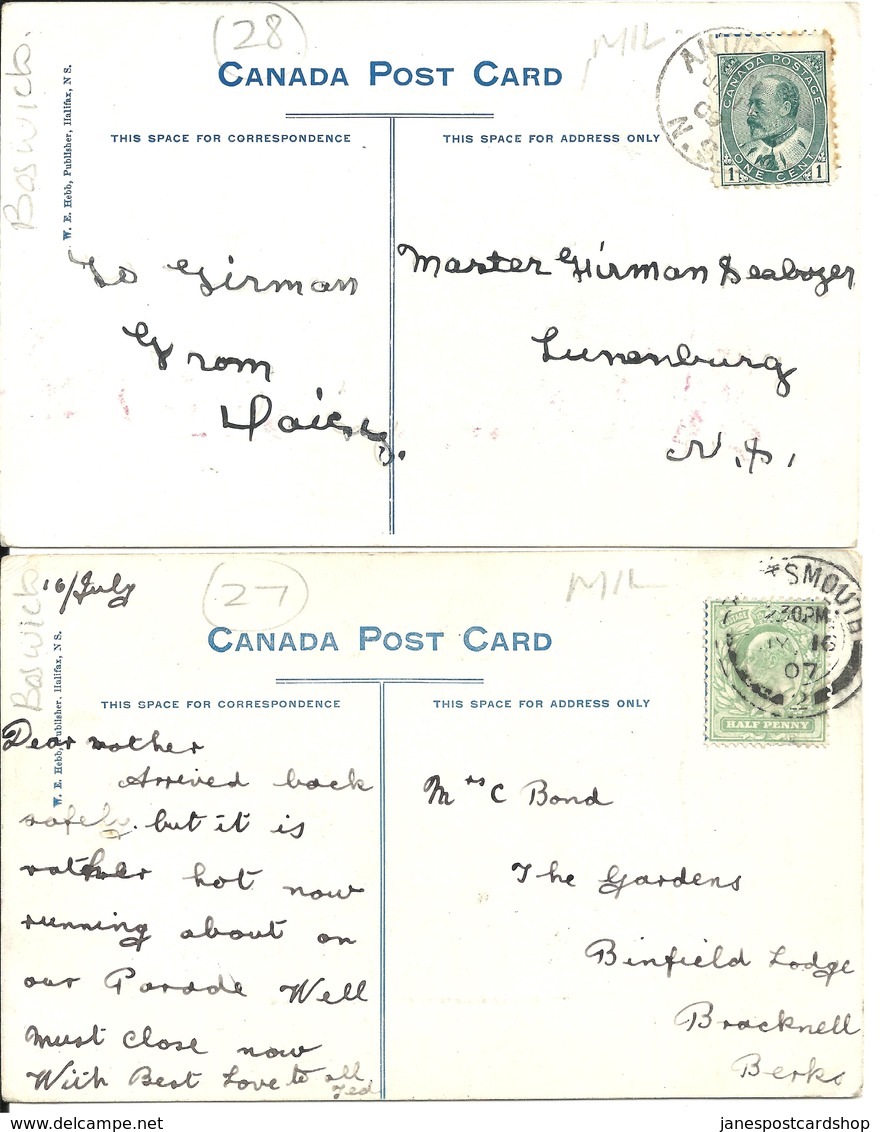 4 POSTCARDS HIGH SCHOOL MONCTON, N.B. PANSY PATCH, ST. ANDREWS N.B. BRITISH SAILORS & REGIMENT ON PARADE HALIFAX N.S. - Halifax