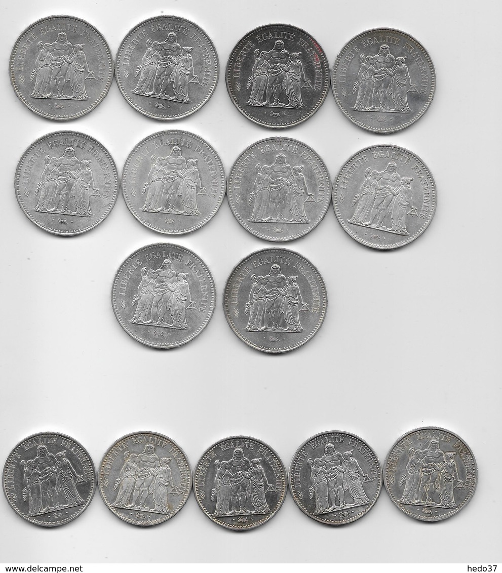 Lot De 50 Francs Hercule Argent X 10 Exemplaires & 10 Francs Argent Hercule X 5 Exemplaires - Autres & Non Classés