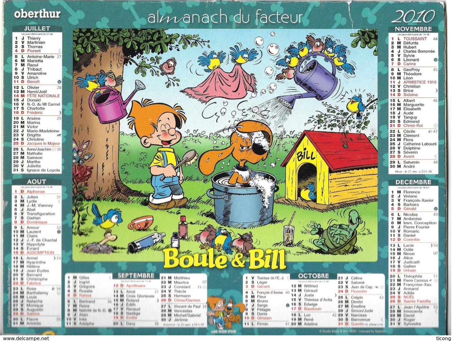 THEME BD - CALENDRIER BOULE ET BILL 2010 ( STUDIO BOULE ET BILL 2009 ) VOIR LES SCANNERS - Boule Et Bill