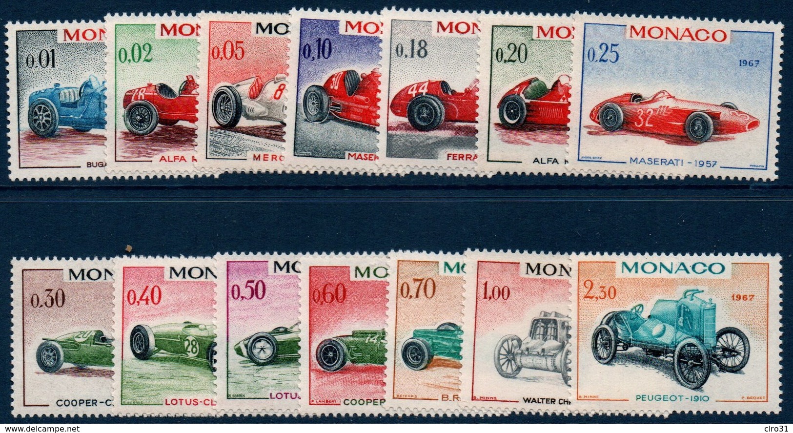 MON  1967  Voitures De Vainqueurs Du Grand Prix Automobile De Monaco  N°YT 708-721  ** MNH - Neufs