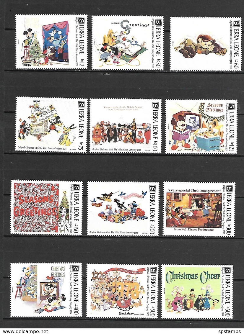 Disney Set Sierra Leone 1991 Christmas Cards MNH - Disney