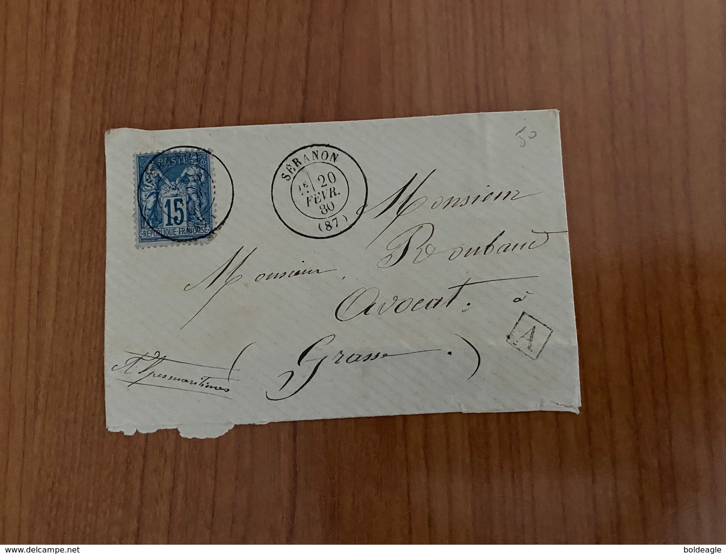 LETTRE  Du 20 /02/1880 De  SERANON Pour GRASSE -  Boite Rurale  A -  ( Port Offert ) - 1877-1920: Période Semi Moderne