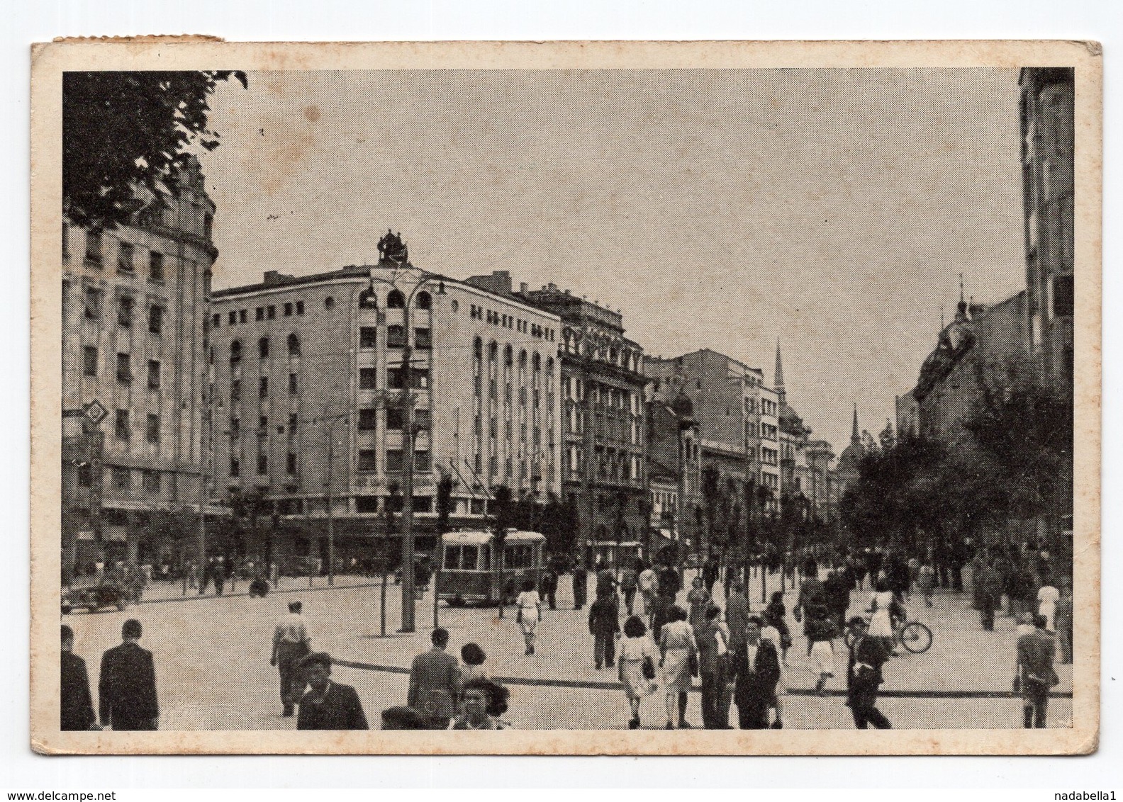 1948 YUGOSLAVIA, SERBIA, BELGRADE TO ZAGREB, TERAZIJE, TRAM, ILLUSTRATED POSTCARD, USED - Yugoslavia