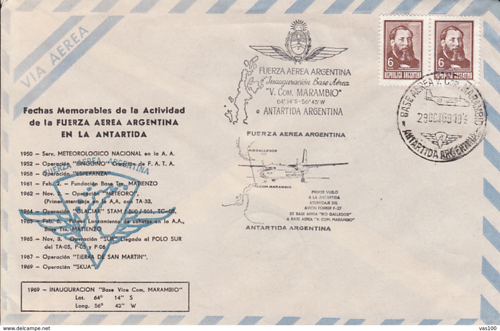 POLAR FLIGHTS, ARGENTINIAN AVIATION IN ANTARCTICA, SPECIAL COVER, 1969, ARGENTINA - Vuelos Polares