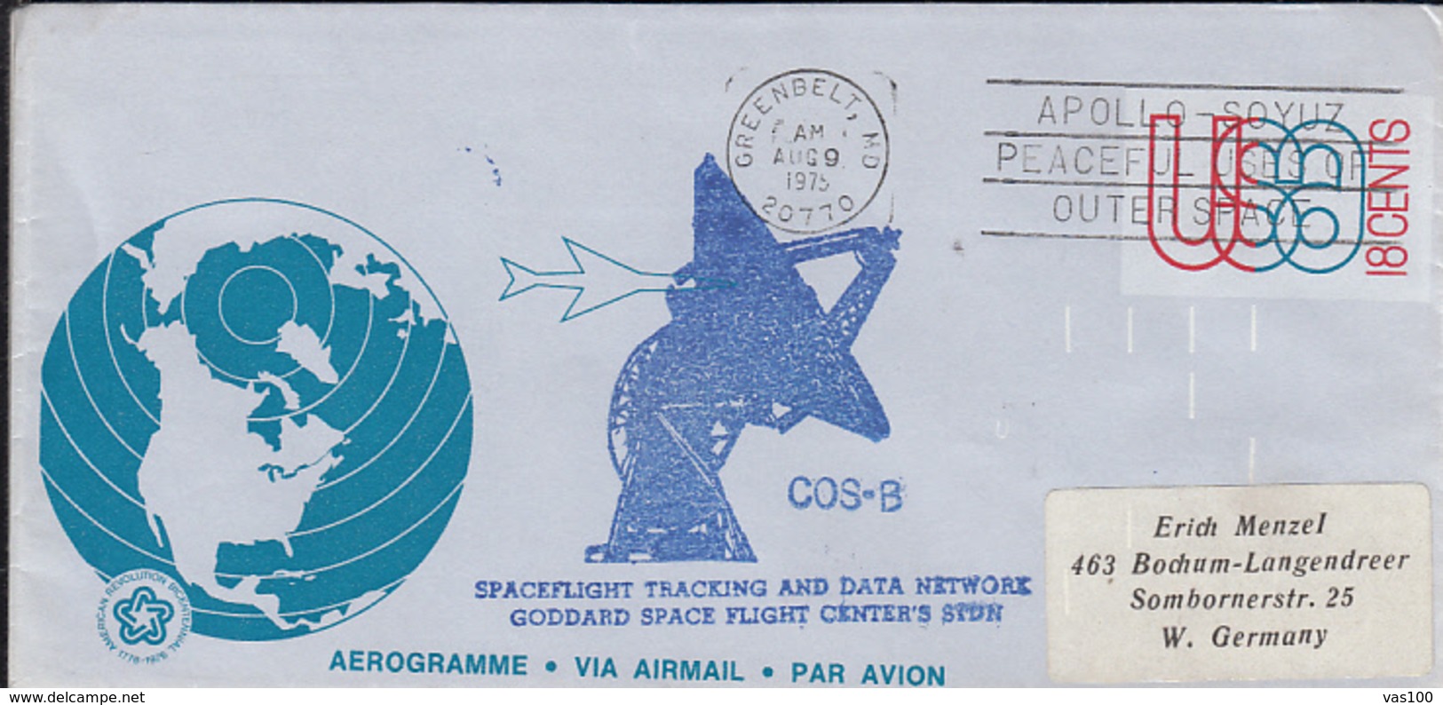 SPACE, COSMOS, GODDARD SPACE FLIGHT CENTER, APOLLO-SOYUZ, AEROGRAMME, 1975, USA - North  America