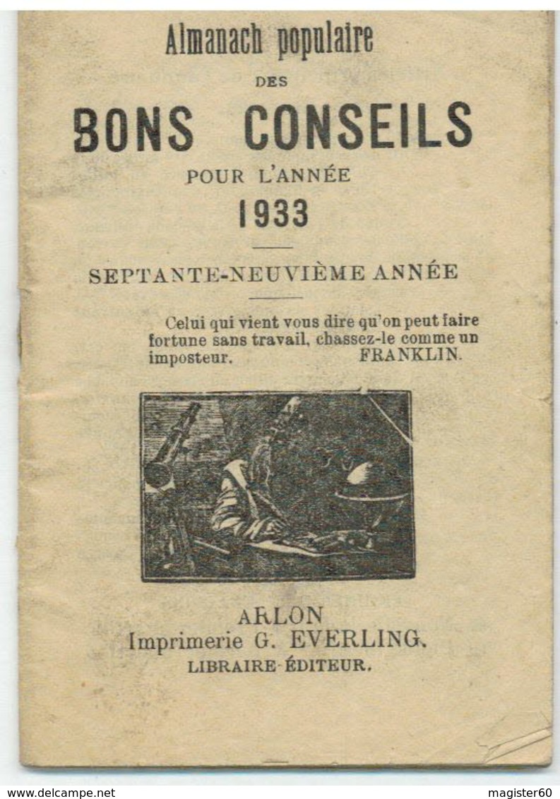 ARLON: EVERLING ALMANACH 1933 (petit Format 8,5 X 12,5cm) 64 Pages - Arlon