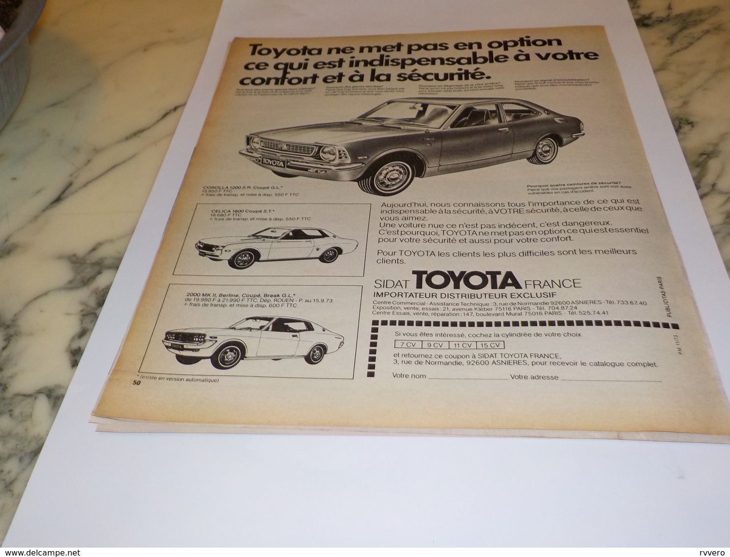 ANCIENNE PUBLICITE  VOITURE TOYOTA CELICA  1973 - Coches