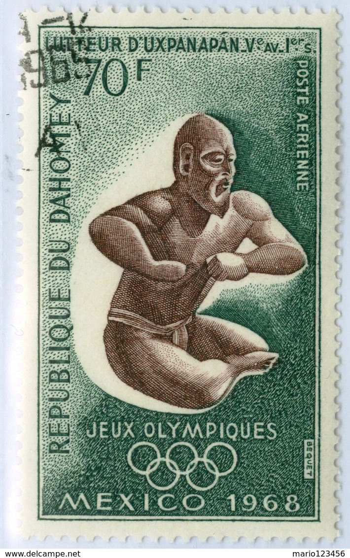 DAHOMEY, POSTA AEREA, AIRMAIL, SPORT, GIOCHI OLIMPICI, 1968, 70 F., USATO Mi:DY 362, Scott:DY C87, Yt:DY PA91 - Benin – Dahomey (1960-...)