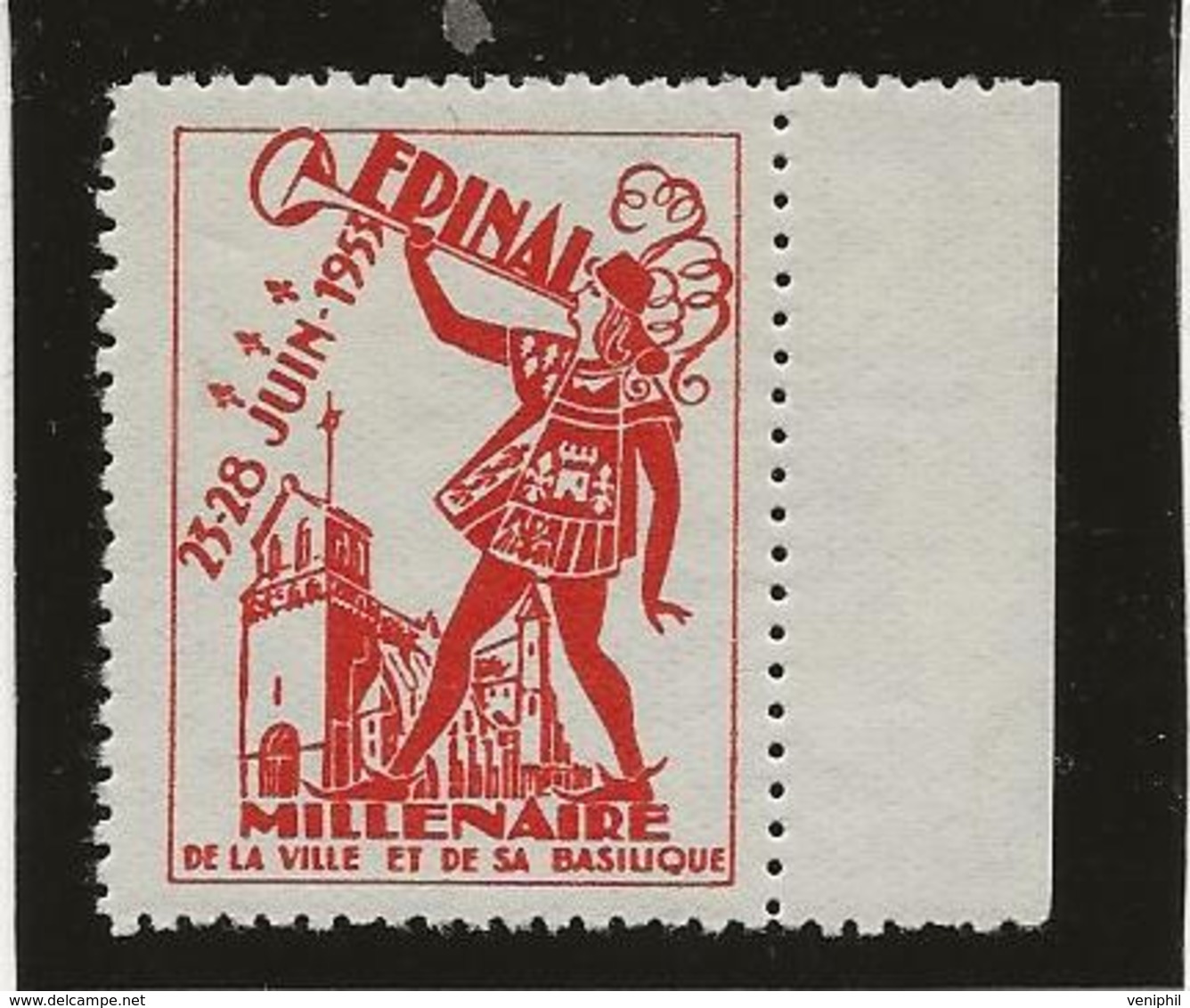 VIGNETTE - EPINAL - MILLENAIRE DE LA VILLE ET DE LA BASILIQUE -JUIN 1953 - Tourism (Labels)