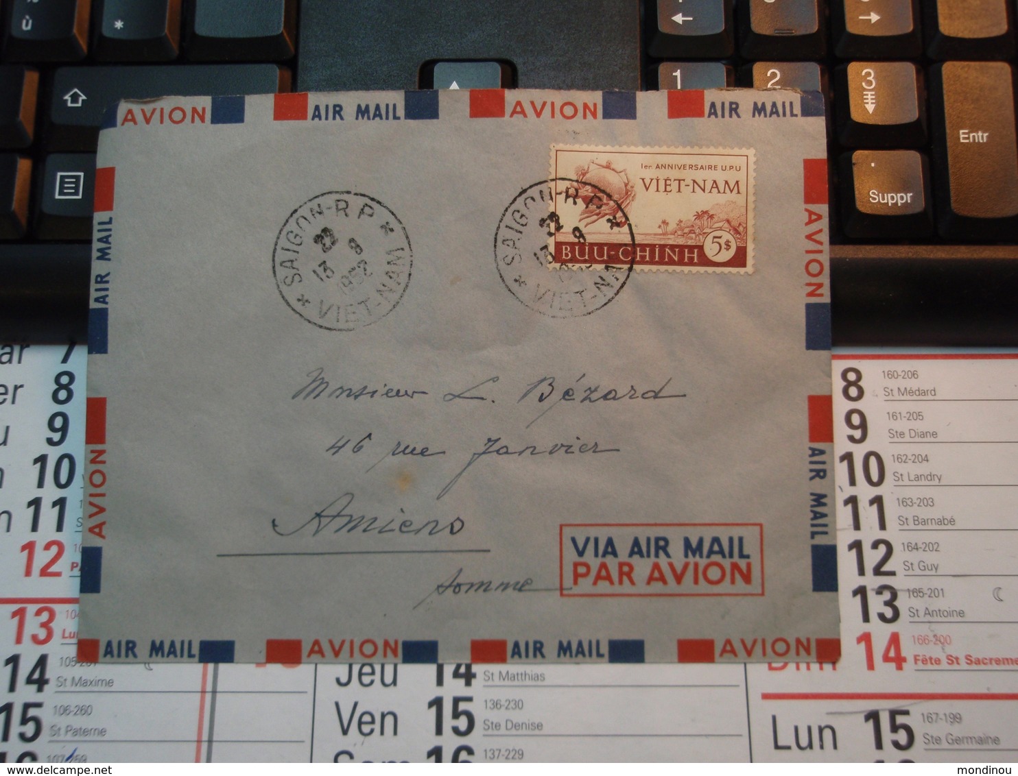 Enveloppe   Timbre  VIET-NAM Par Avion  1952   BUU-CHINH  5$ - Viêt-Nam