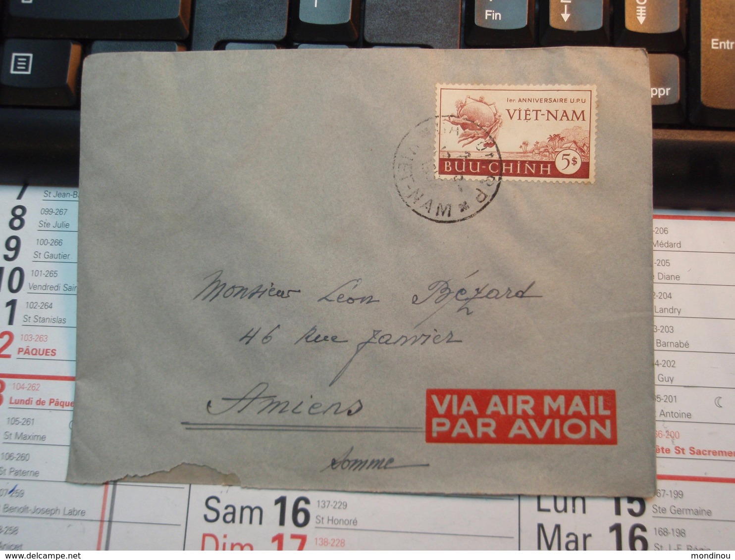 Enveloppe   Timbre  VIET-NAM Par Avion  1952   BUU-CHINH  5$ - Viêt-Nam