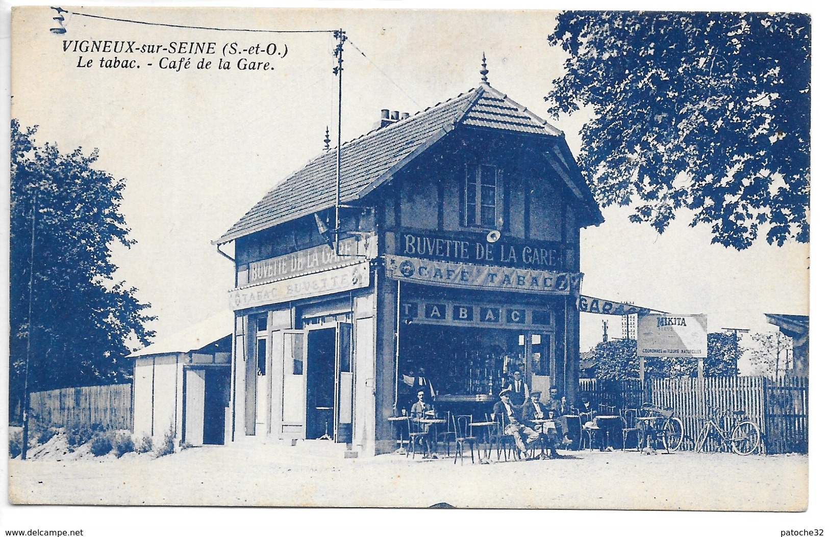 Cpa...Vigneux-sur-Seine...(S.-et-O.)...le Tabac.. Café De La Gare....animée...1933.. - Vigneux Sur Seine