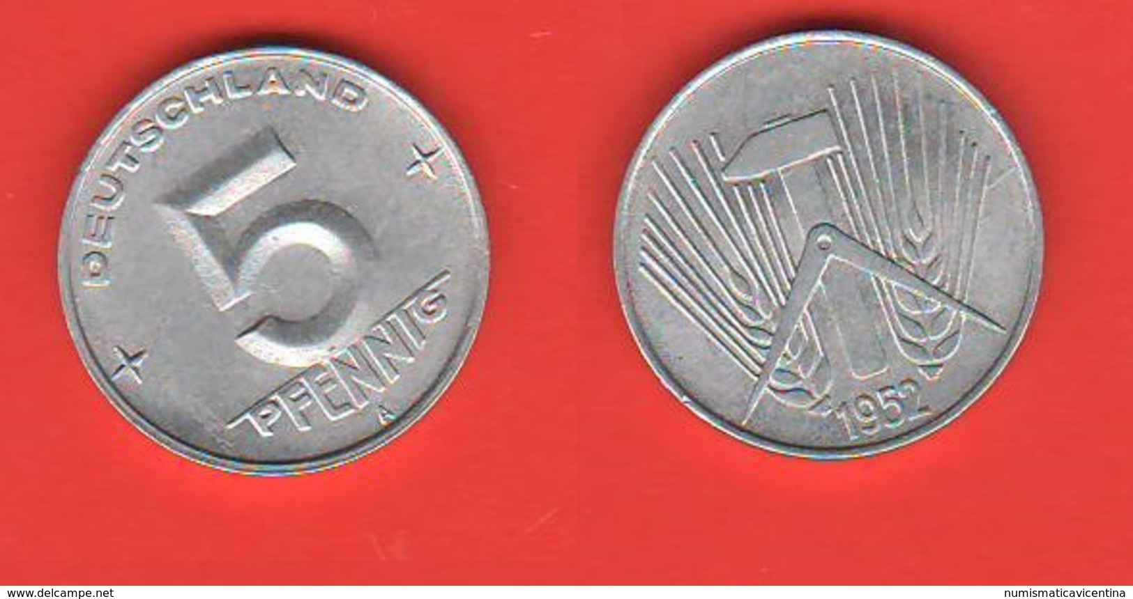 DDR 5 Pfenning 1952 Deutschland Germany Germania - 5 Pfennig