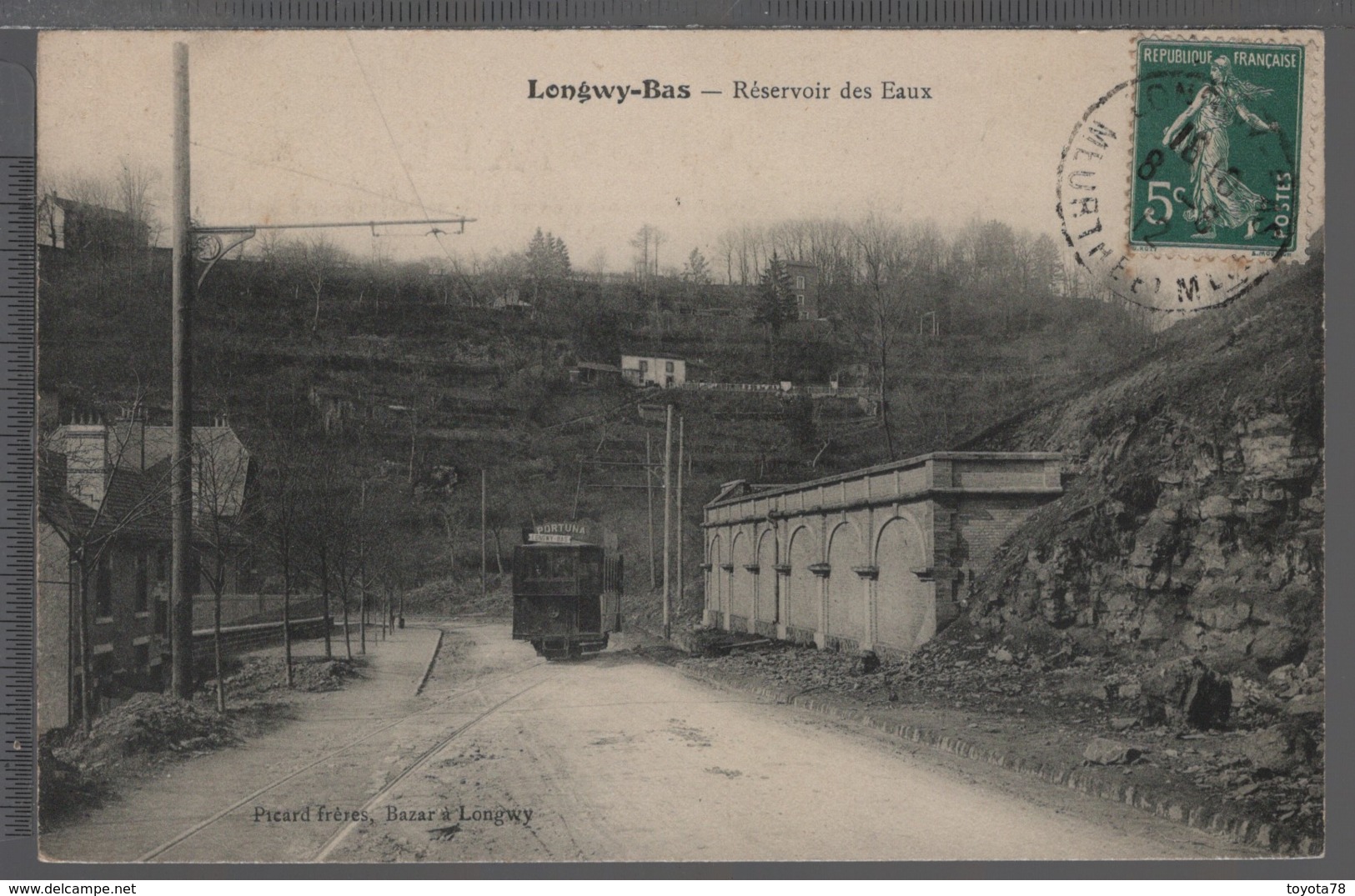 LONGWY-BAS (54) - Réservoir Des Eaux - ANIMÉE ( Tramway Avec Publicité PORTUNA) - RARE!!! - Longwy