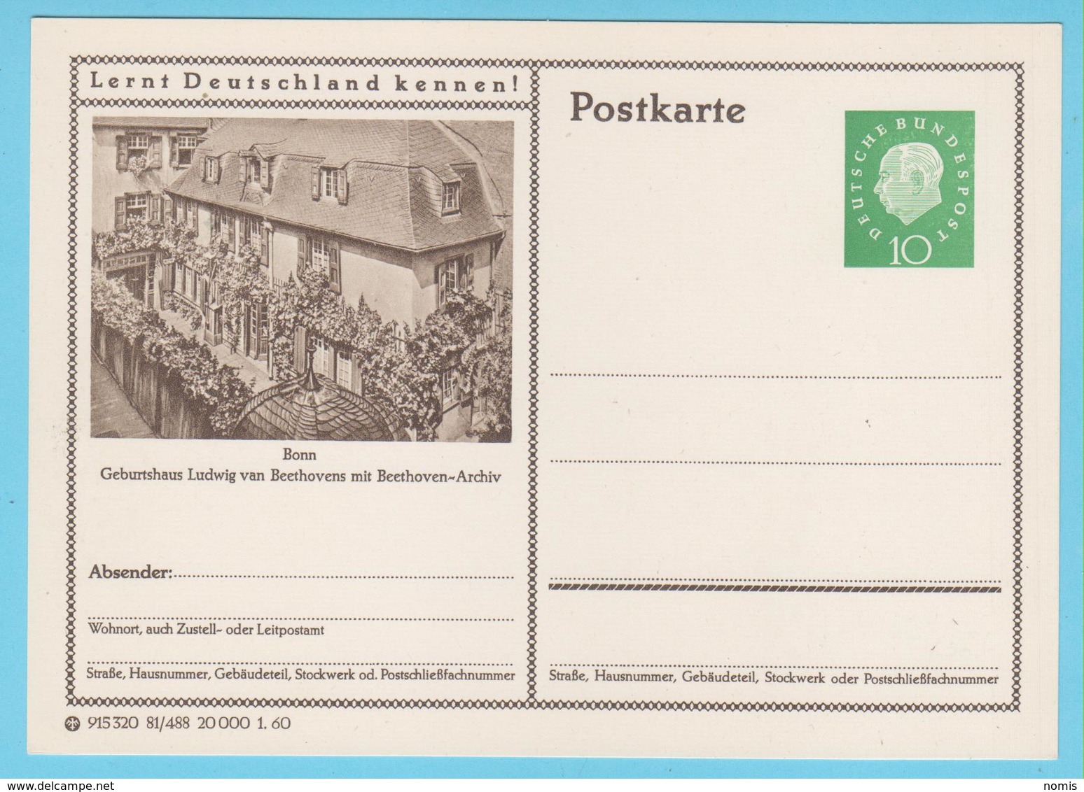 J.M. 33 - "Lernt Deutschland Kennen - N° 29 - Série 915320 1/60  81/488 - Bonn Geburtshaus L. V. Beethoven - Autres & Non Classés