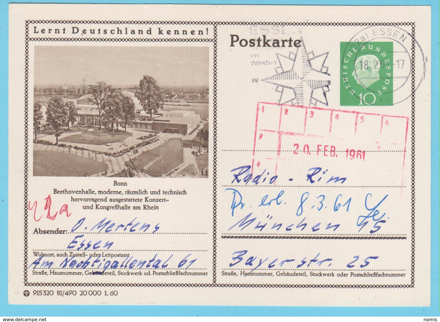 J.M. 33 - "Lernt Deutschland Kennen - N° 29 - Série 915320 1/60  81/490 - Bonn Beethovenhalle - L.v. Beethoven - Autres & Non Classés