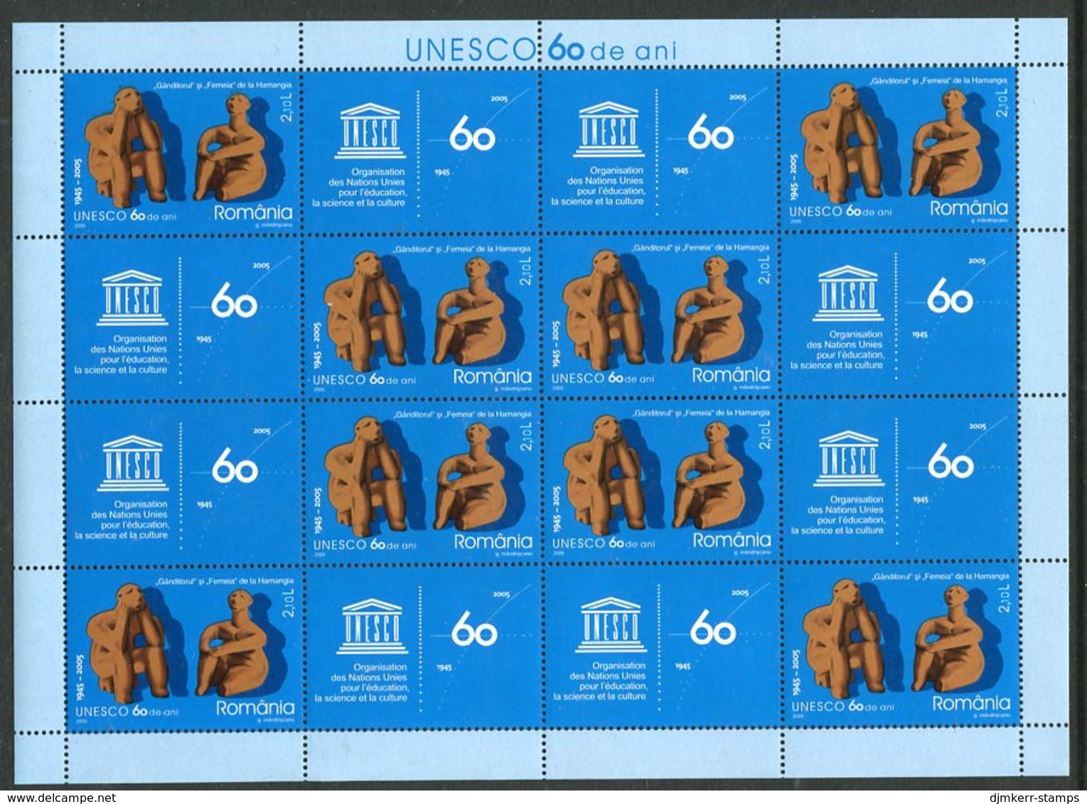 ROMANIA 2005 UNESCO 60th Anniversary Sheetlet MNH / **.  Michel 6005 Kb - Blocks & Sheetlets