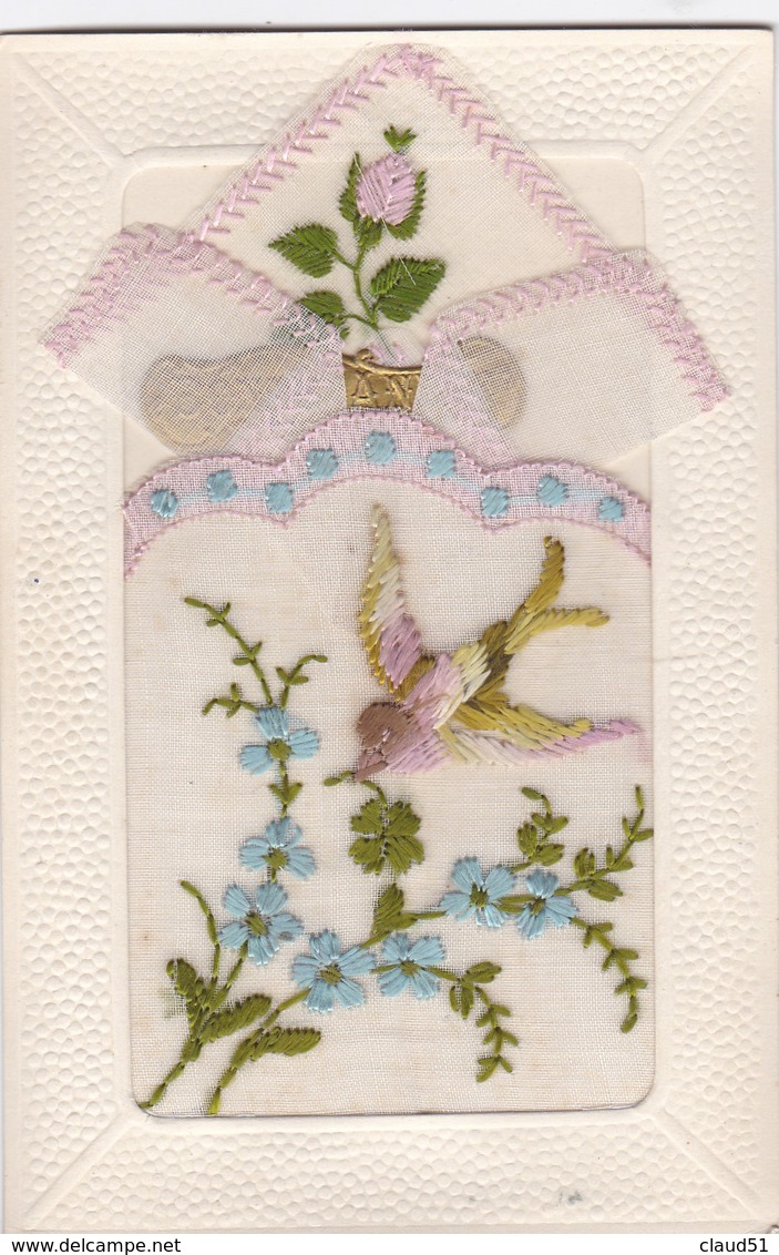 Superbe Carte Brodée,gaufrée Avec Ajout : Bonne Année écrite à Rumilly Les Vaudes (10) Aube - Embroidered