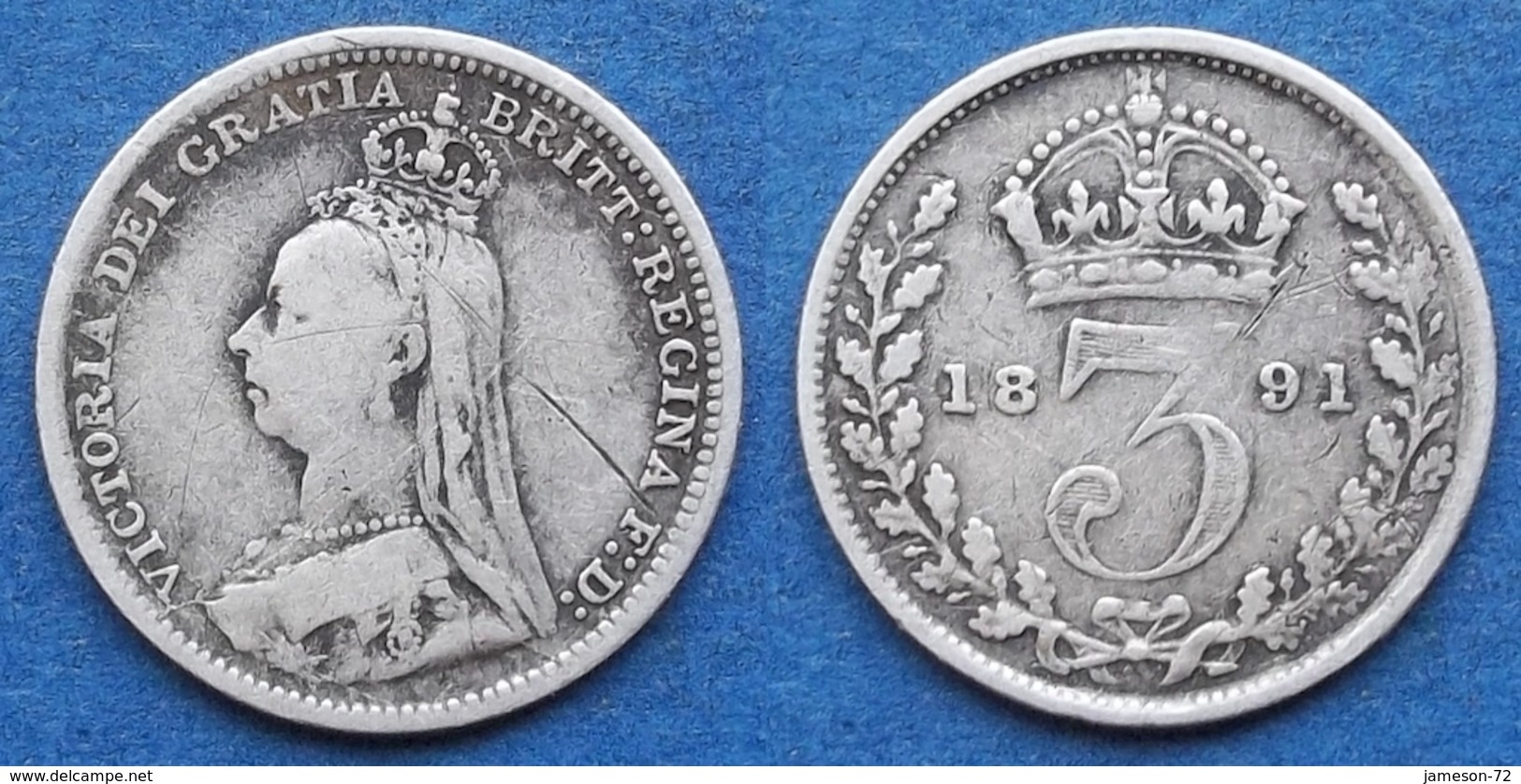 UK - Silver 3 Pence 1891 KM# 758 Victoria (1837-1901) - Edelweiss Coins - Autres & Non Classés
