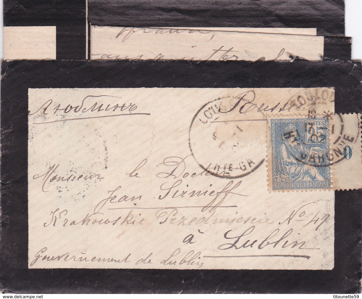 2 GROS LOTS de LETTRES destination RUSSIE avec CONTENANT- DEUIL-Beaux Cachets-Période 1900-1910-RUSSIE-Port OFFERT(1/20)