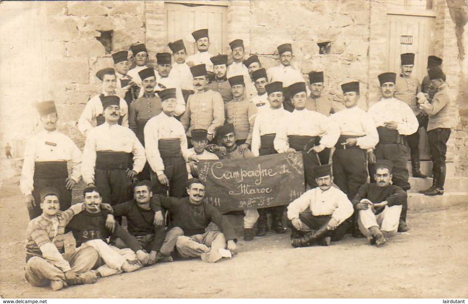 MAROC  OUDJDA CARTE PHOTO DES ZOUAVES À OUJDA En 1911 - Sonstige & Ohne Zuordnung