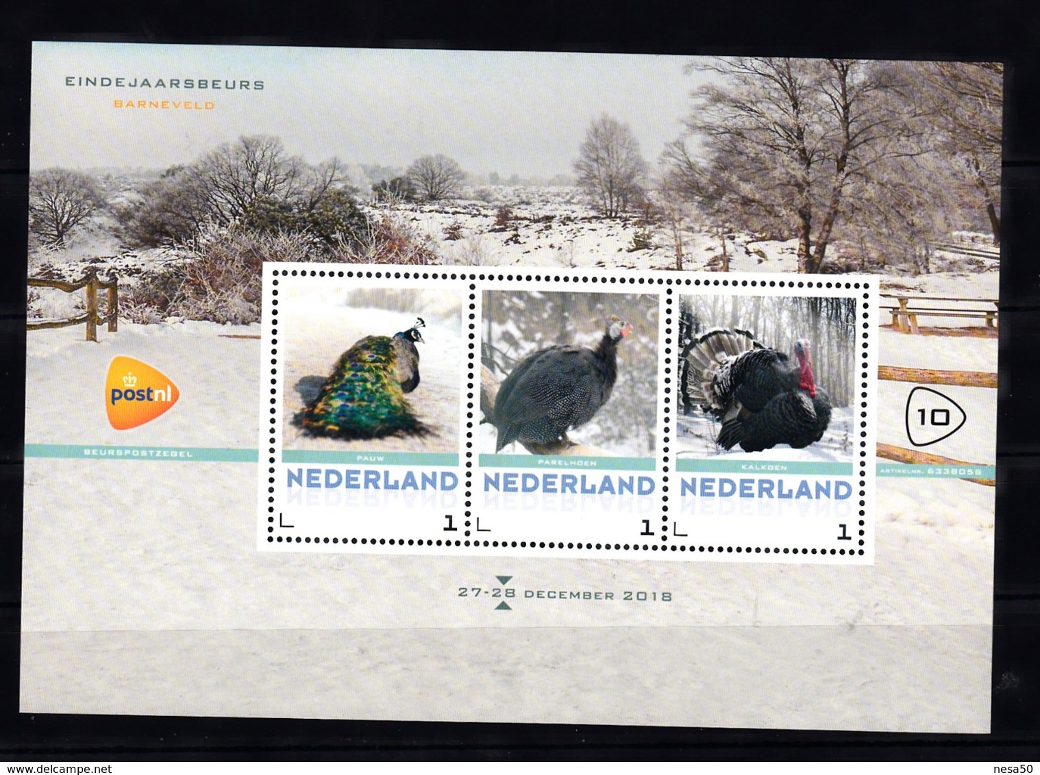 Nederland 2018  Eindejaarsbeurs Barneveld Nr 10: Thema Vogels, Pauw, Parelhoen, Kalkoen, Peacock, Guinea Fowl, Turkey, - Unused Stamps