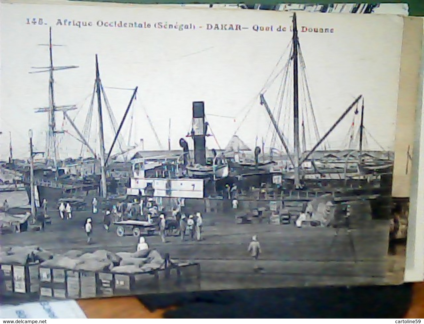 AFRIQUE OCCIDENTALE FRANCAISE - SENEGAL - DAKAR - DOUANE  NAVE SHIP  CARGO  TRE ANIME VB1919 TIMBRE ITALIA  HK4149 - Senegal