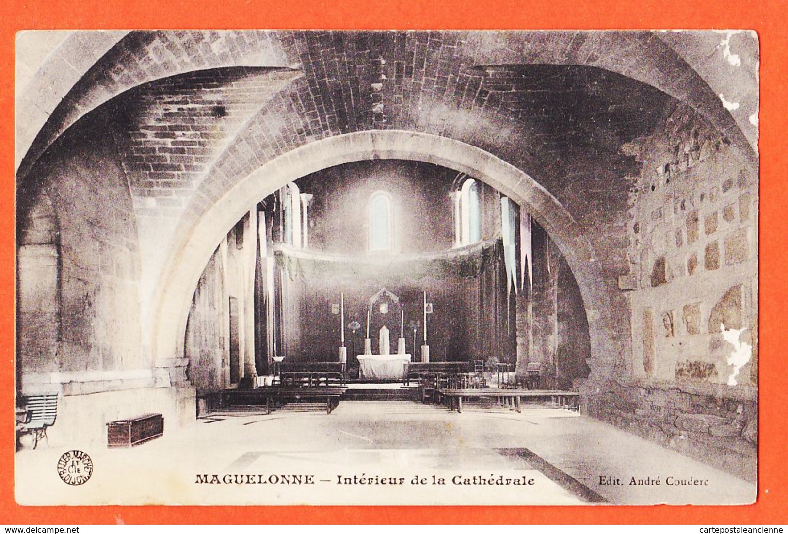 Car050 MAGUELONNE 34-Hérault Intérieur De La Cathédrale 1912 De Jean CARRAT à Honoré VILAREM Port-Vendres - Autres & Non Classés