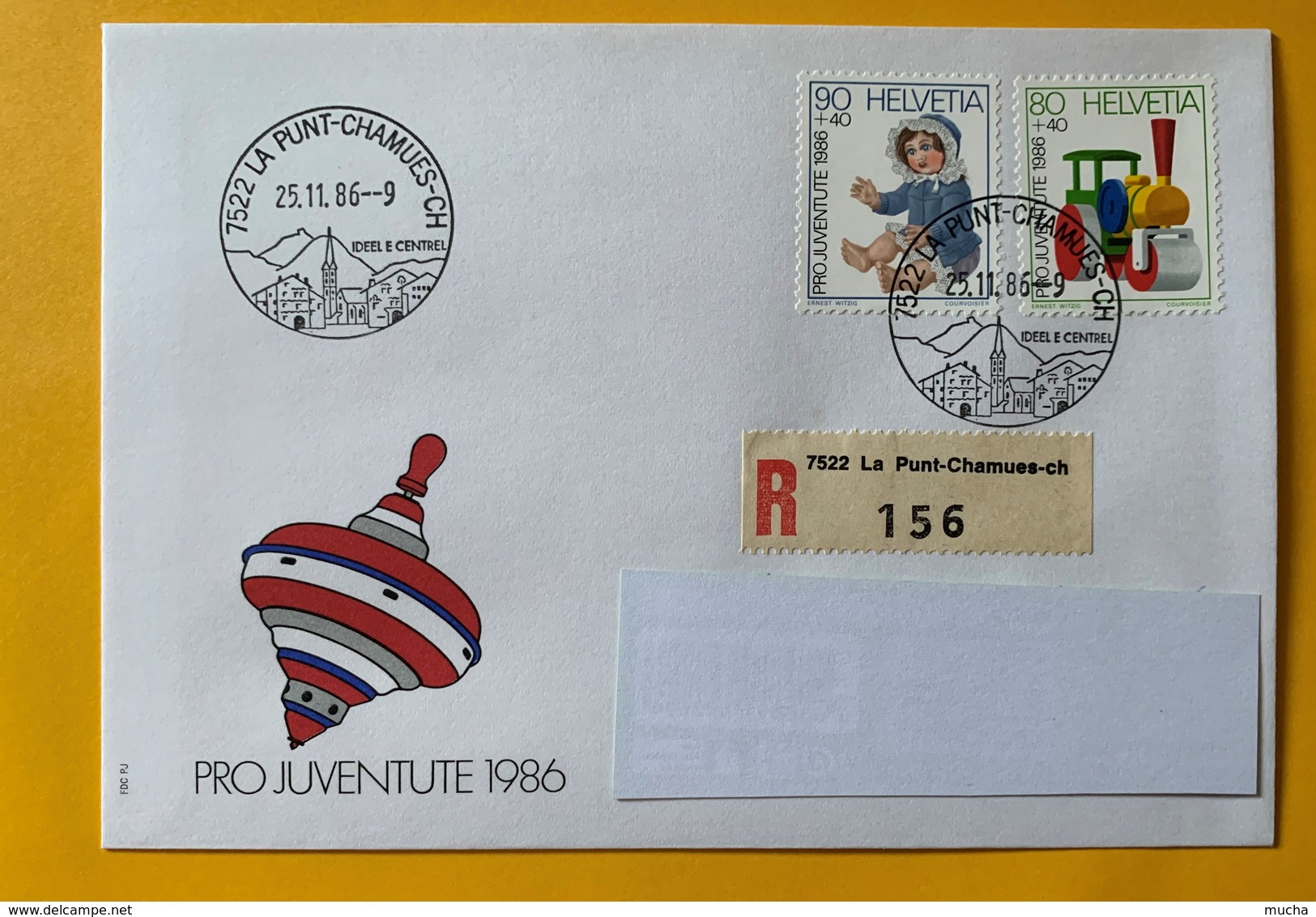 9914 - Jouets D'enfants 1986 No 300 & 301 FDC Recommandée La Punt-Chamues-CH 25.11.1986 - Briefe U. Dokumente