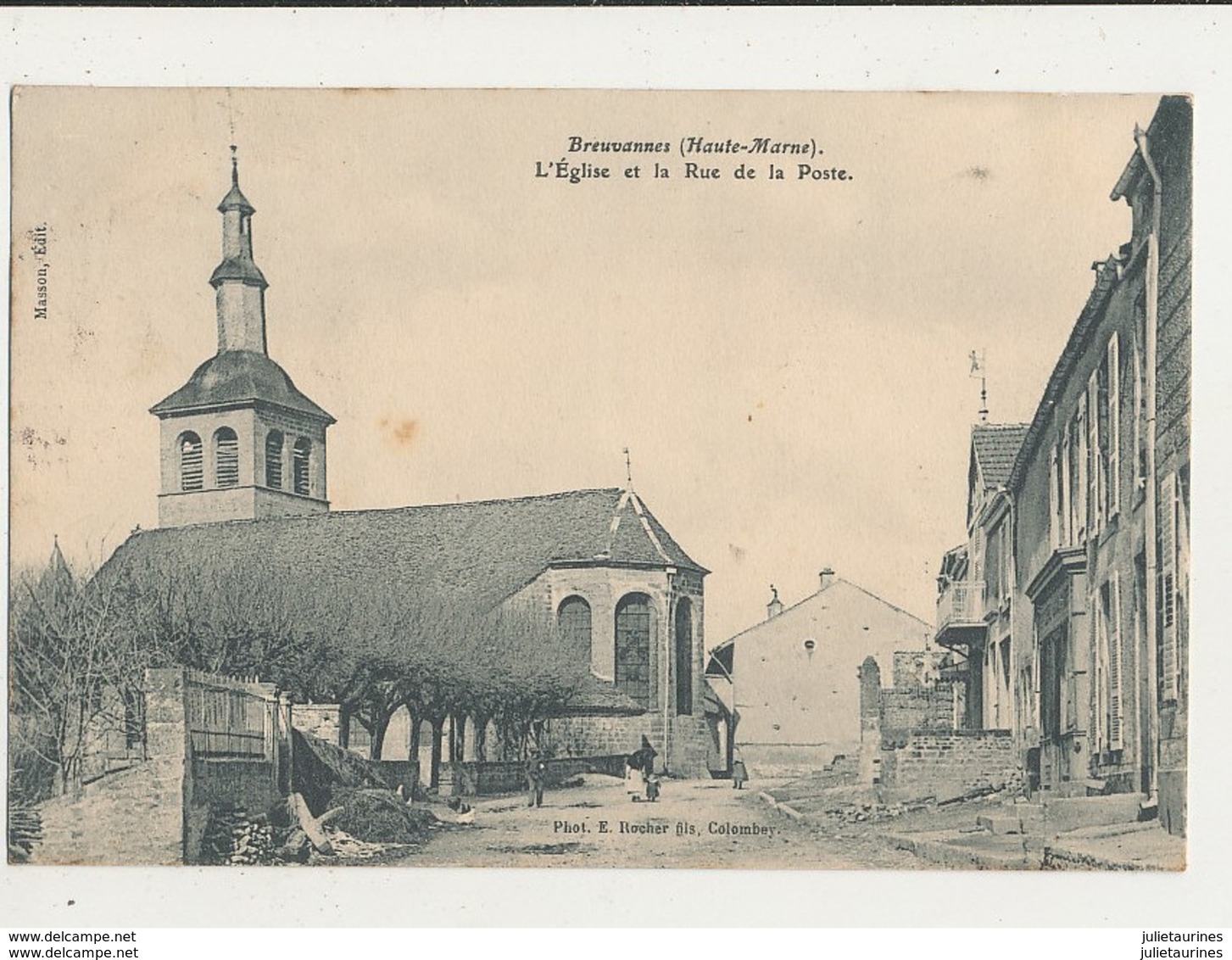 52 BREVANNES L EGLISE ET LA RUE DE LA POSTE CPA  BON ETAT - Altri & Non Classificati